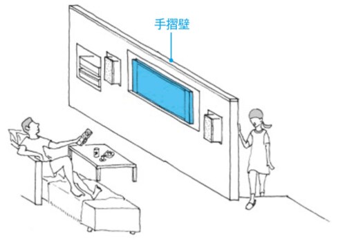 階段の手摺壁を利用したテレビ収納
