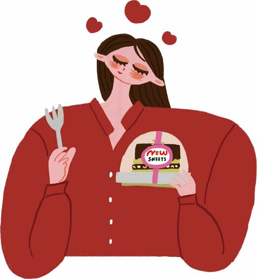 スイーツ食べる女の子イラスト