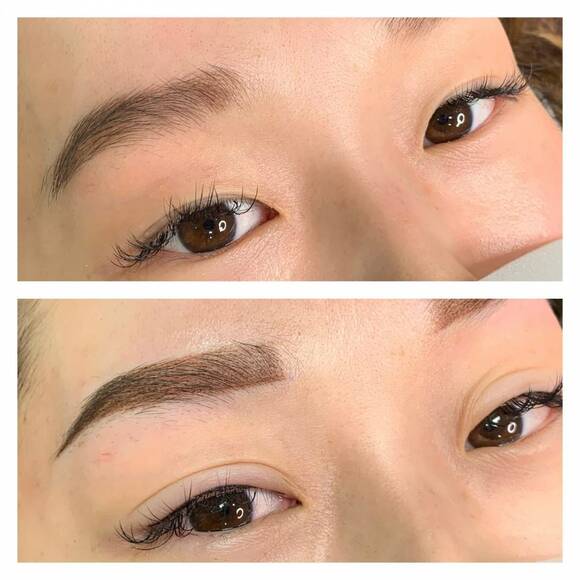 眉アートメイクの施術前後