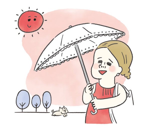 日傘をさす女の子イラスト