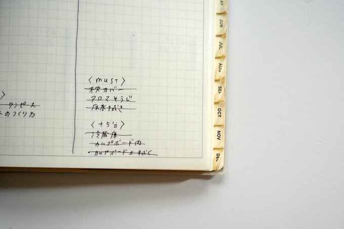 「朝5分家事」で整えたいことを、1週間分まとめて書き出しておく
