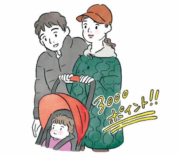 イラスト家族3人