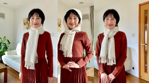 60代、いつものマフラーが見違える「巻き方」3つ。顔周りがパッと華やぎ、防寒も