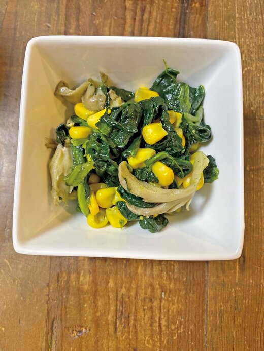 ホウレンソウのバター炒め