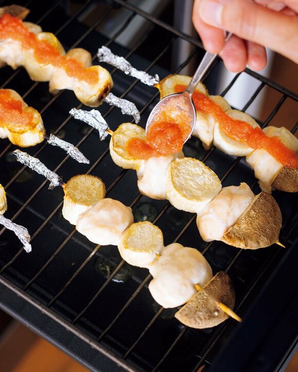 鶏串の上に明太子