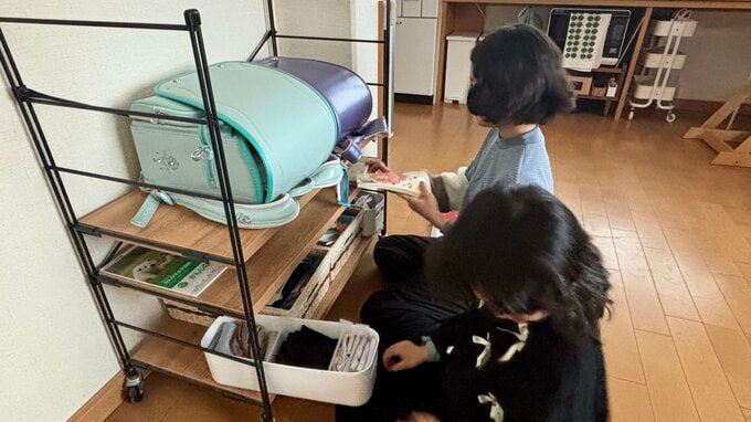学校の準備をする様子