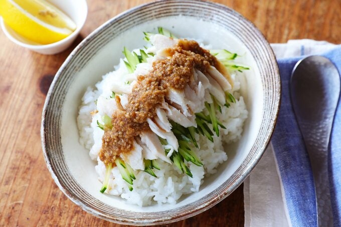 バンバンジー風のっけご飯完成