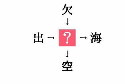 小学生で習う漢字の穴埋めクイズ。「出□・□海」に共通する漢字は？