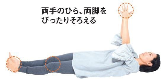 仰向け両手のばす