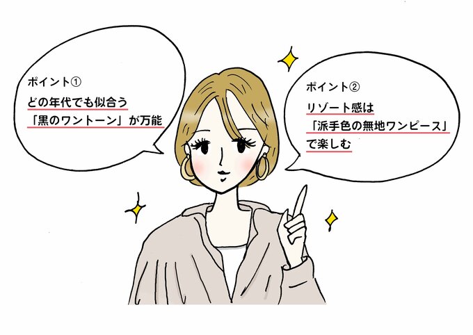 リゾート服の悩み解決イラスト