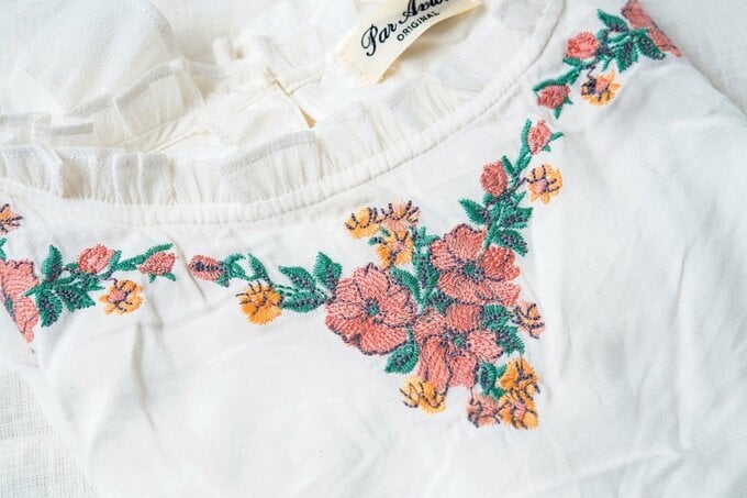 服の刺しゅう部分を撮影した画像