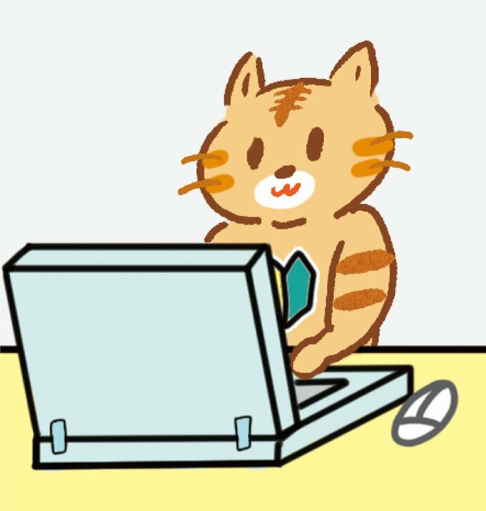 イラスト猫パソコン