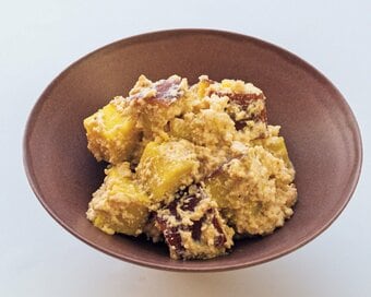 サツマイモの白あえとレモンジンジャー煮。甘味を活かした副菜