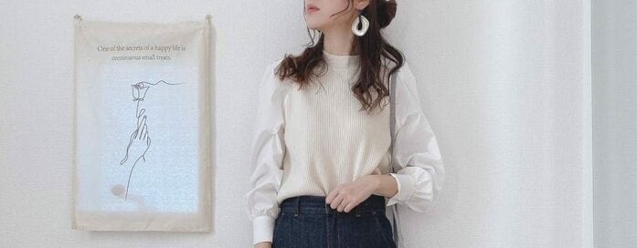 GU1990円「シャツ袖セーター」を着まわし。1枚でレイヤードコーデに