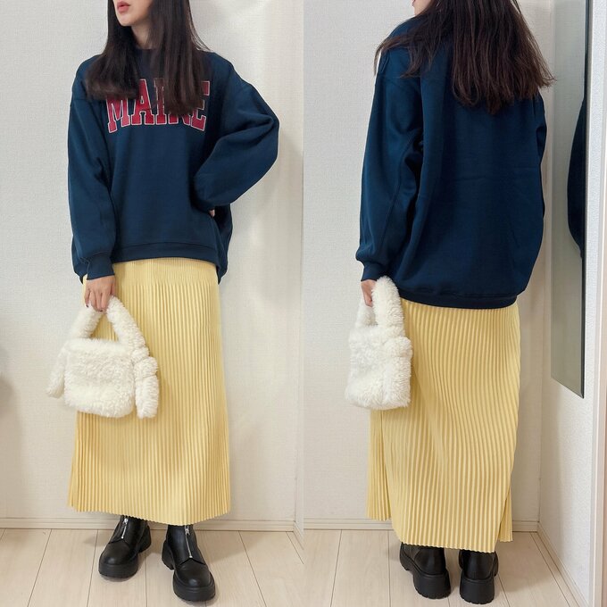 coca 裏起毛プリントスウェット　コーデ