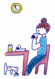 おにぎりを食べる