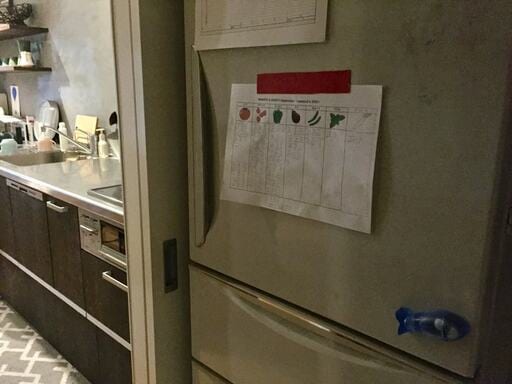 表面に思い切りいろいろ貼った冷蔵庫