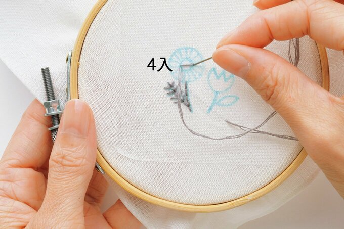 （4入）に針を入れる