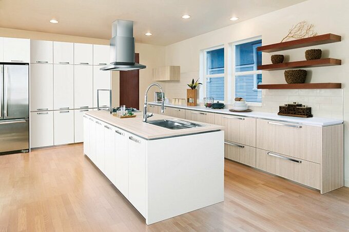 ステンレスキャビネットのキッチン