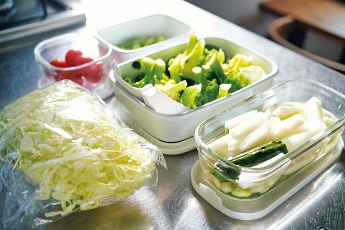 タッパーにゆで野菜