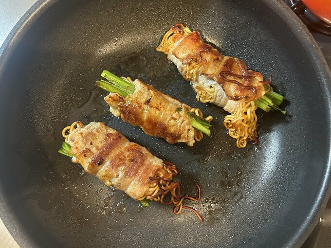 ラーメンの豚肉巻き 焼き上がり