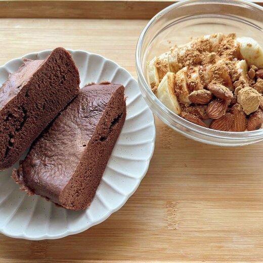 プロテインを米粉と混ぜて蒸しパンに