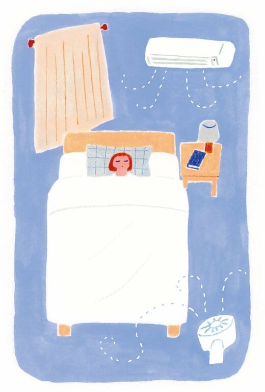 エアコンつけて睡眠イラスト
