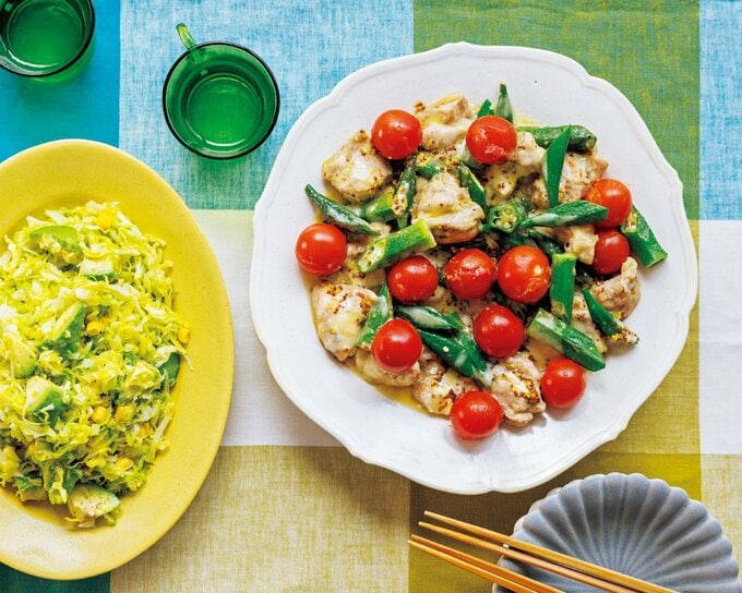 トマトとオクラの料理