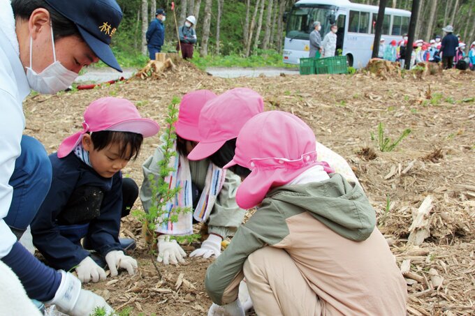 子どもたちも多数参加する「下川町植樹祭」