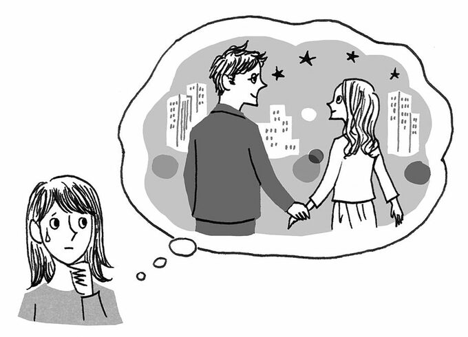 浮気を心配しているイラスト