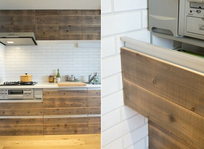 面材を貼って雰囲気一新したキッチン