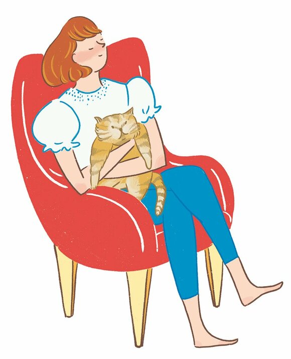 イスに座る女性