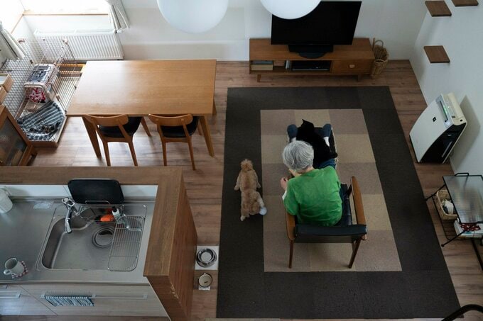 市松模様のラグ