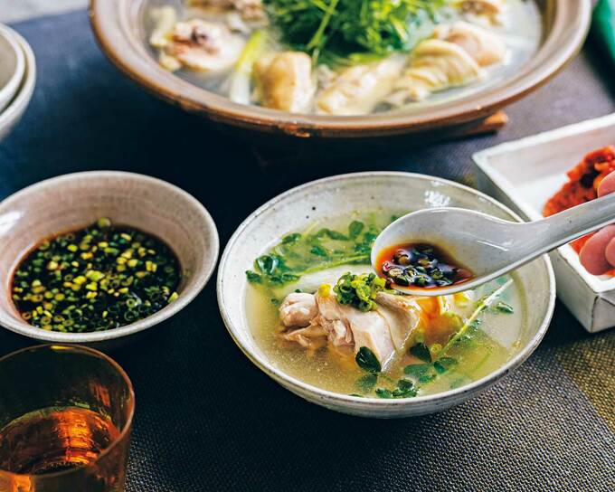 骨つき鶏のあっさり鍋ネギダレがけ