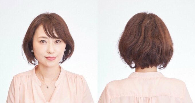 ボブヘアの女性前後