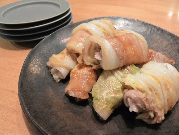 干し白菜の豚肉巻き