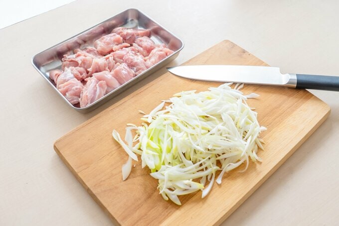 長ネギの薄切り