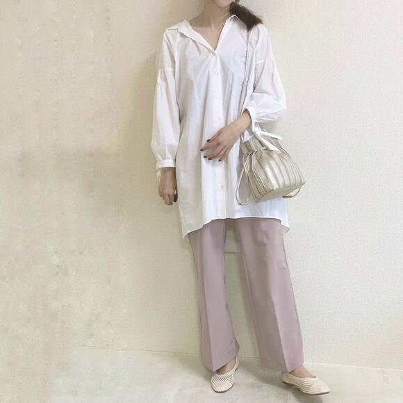 ロングシャツと合わせたコーデ