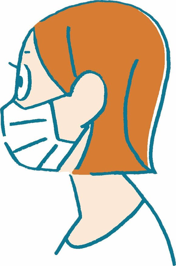 イラストマスク女性横顔