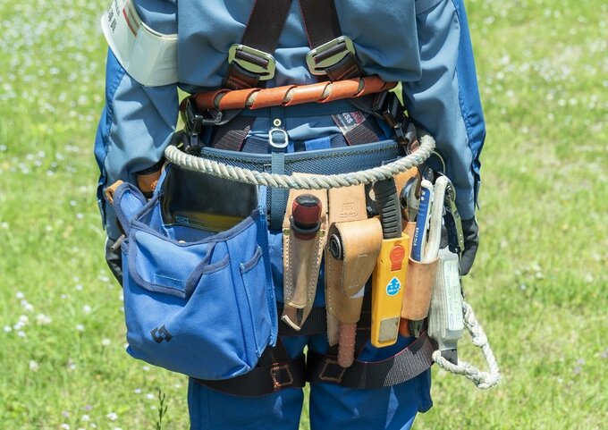 工具ベルトを装着。