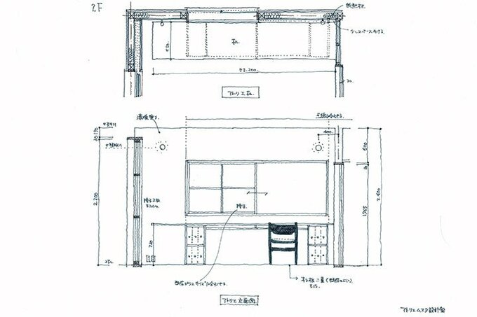アトリエ立面図
