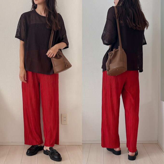 メッシュニットのお出かけコーデ