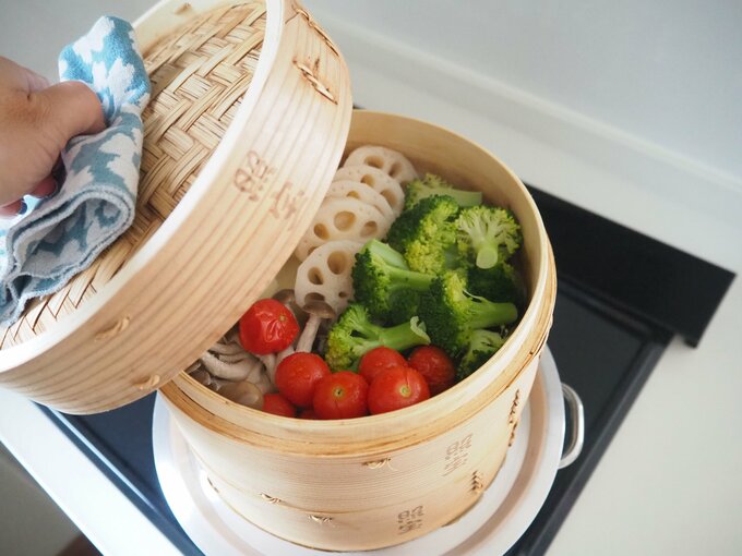 セイロで蒸した野菜