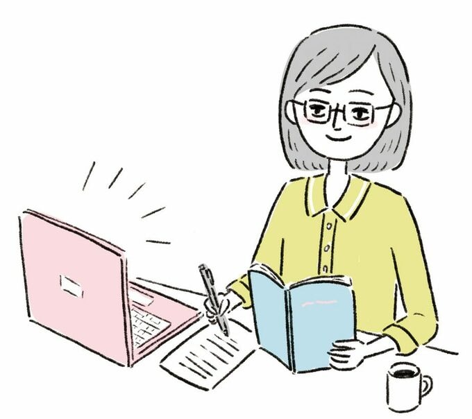 イラスト眼鏡女性仕事