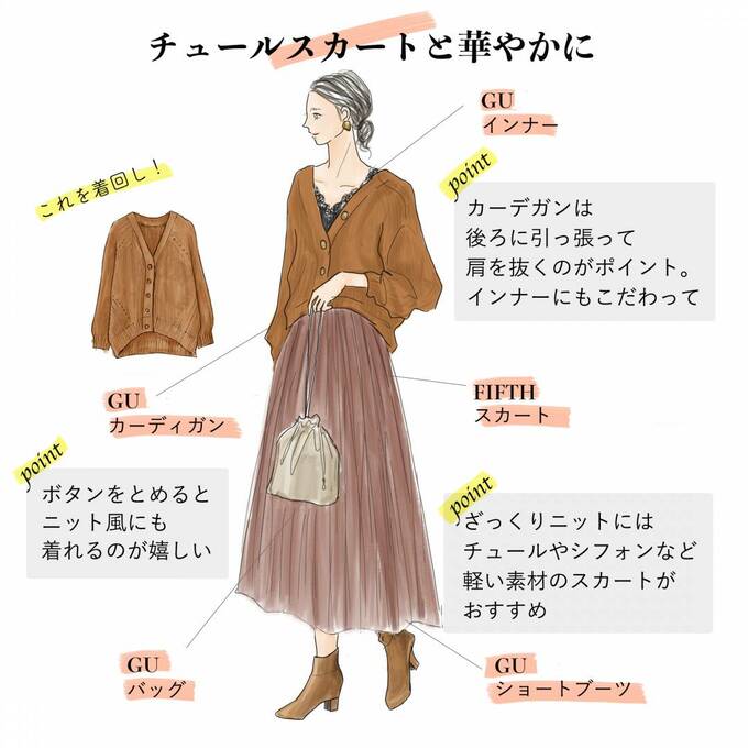 チュールスカートと華やかに