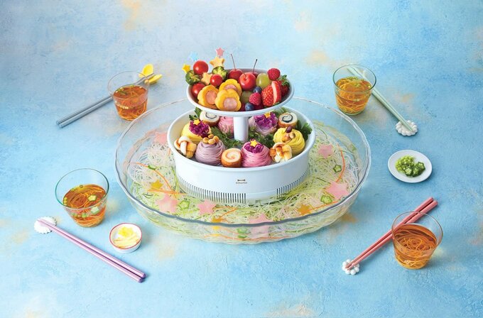 流しそうめんにデコレーション