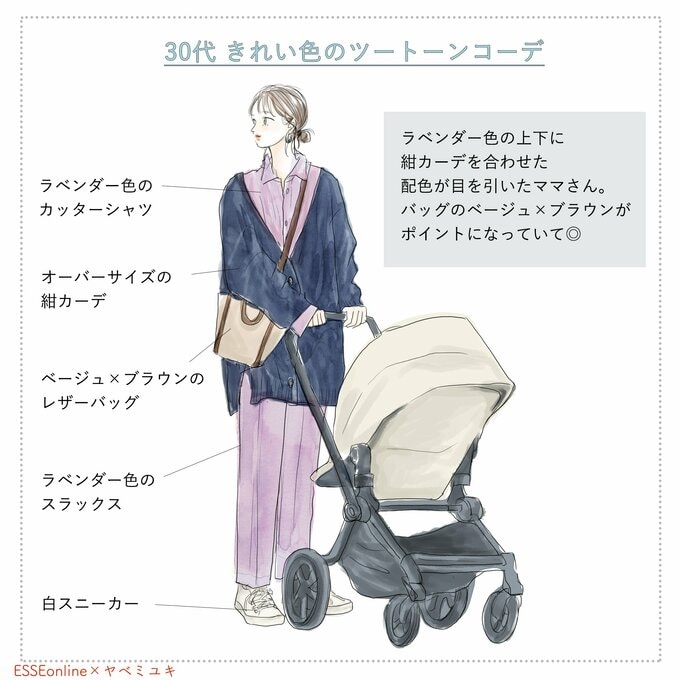 30代、きれい色のツートーンコーデ