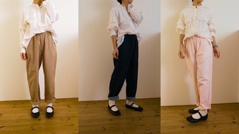 無印良品で思わず3色購入した「テーパードパンツ」を着まわし。キレイめもカジュアルもこれ1着でOK！