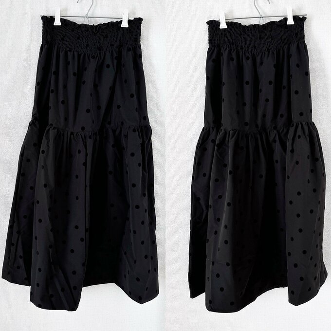 フロッキードットティアードスカート