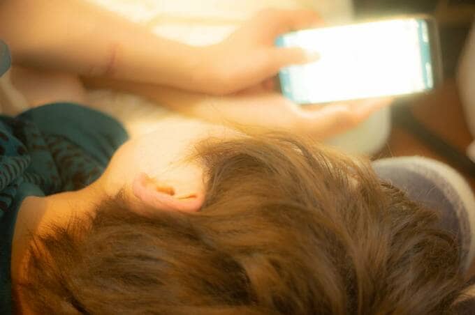 スマホを見ている様子